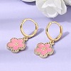 Brass Micro Pave Clear Cubic Zirconia Enamel Hoop Dangle Earrings EJEW-G471-07G-5