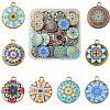 40Pcs 8 Style Alloy Printed Pendants PALLOY-SZ0001-34-1