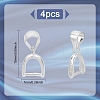 4Pcs Sterling Silver Ice Pick Pinch Bails for Pendant Making STER-PH0001-04-2