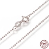 Anti-Tarnish Rhodium Plated 925 Sterling Silver Ball Chain Necklaces STER-L059-14P-1