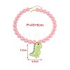 Resin Dinosaur Pendant Pink Round Beaded Necklaces for Women WG6D99C-01-5