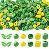 140Pcs 6 Styles Spray Painted Wooden Beads WOOD-FS0002-54-1