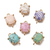 Brass Glass Imitation Gemstone Connector Charms KK-Z076-01G-1