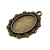 Vintage Tibetan Style Alloy Flower Pendant Cabochon Bezel Settings LS-TIBEP-M018-42AB-NF-2