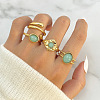 4Pcs Oval/Teardrop Alloy Resin Finger Rings FS-WG08CD1-07-1