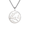 304 Stainless Steel Ring with Christmas Deer Pendant Necklaces for Unisex WG02D74-01-1