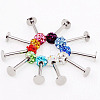 316 Surgical Stainless Steel Rhinestone Round Ball Threadless Labrets WG0410F-04-4