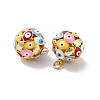 Round with Evil Eye Brass Enamel Pendants KK-G419-15G-06-3