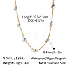 Minimalist Natural Stone Rondelle Beaded with 304 Stainless Steel Link Chain Necklaces JB6802-1-2
