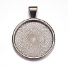 Flat Round Alloy Pendant Cabochon Settings LS-PALLOY-A15654-B-NF-1