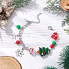 Christmas Theme Handmade Lampwoke and Alloy Snowflake Charms Bracelets BJEW-TA00561-2