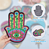 6Pcs 6 Style Hamsa Hand/Heart with Evil Eye Computerized Embroidery Cloth Iron on Sequins Patches DIY-HY0001-50-4