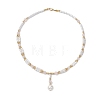 Shell Pearl & Natural Rose Quartz Pendants Necklaces NJEW-JN04903-4