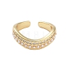 Rack Plating Brass Micro Pave Cubic Zirconia Open Cuff Rings for Women RJEW-B064-11G-2