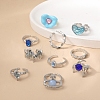 10Pcs Alloy Rhinestone Cuff Rings PW-WG9C575-01-2