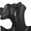 Leaf with Triangle Brass Tassel Stud Earrings EJEW-JE06782-2