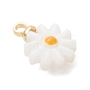 4Pcs 4 Styles Natural Freshwater Shell Enamel Flower Charms with Brass Bails PALLOY-JF04895-4