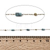 Handmade 304 Stainless Steel Synthetic Turquoise Column Link Chains CHS-L032-19G-2