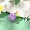 Flower Glass Pendant Decoration HJEW-TA00286-04-2