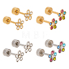ANATTASOUL 4 Pairs 4 Colors Rhinestone Flower Stud Earrings EJEW-AN0004-72-1