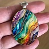 Zinc Alloy & Glass Oval Pendant Necklaces FS-WG171E2-01-3