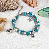 Synthetic Turquoise Beads Multi-strand Anklet AJEW-SW00008-2
