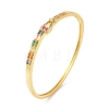 Colorful Cubic Zirconia Knot Hinged Bangle BJEW-L681-003G-3