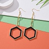 Hexagon Shape Dangle Earrings EJEW-JE04395-3