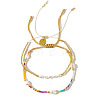 Colorful Miyuki & Imitation Pearl Braided Bead Bracelet Set WC1119-1