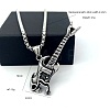 Punk Fashion 304 Stainless Steel Skull Guitar Pendant Necklaces for Unisex CY1349-6