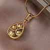 304 Stainless Steel with Imitation Pearl Teardrop Pendant Necklaces for Women BY5835-4
