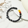 Synthetic Turquoise & Natural Carnelian & Obsidian & Dyed Malaysia Jade Beaded Stretch Bracelets for Women BJEW-JB14051-01-1