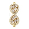 Rack Plating Brass Clear Cubic Zirconia Infinity Connector Charms KK-A234-036G-02-1