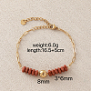 Synthetic Goldstone Hexagon Heishi Beads & 304 Stainless Steel Paperclip Chain Necklace & Bracelets for Women SG1071-3-6