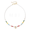 Valentine's Day 304 Stainless Steel Heart Pendant Glass Seed Beaded Necklaces for Women NJEW-MZ00146-03-2
