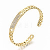 Brass Micro Pave Clear Cubic Zirconia Cuff Bangles BJEW-S142-002-NF-4