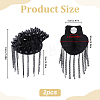2Pcs Felt & CCB Plastic & Alloy & Iron Curb Chain Tassel Rivet Epaulettes AJEW-WR0003-79-2