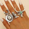 4Pcs Synthetic Turquoise Cuff Open Rings RJEW-P179-03AS-1