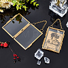Rectangle Mini Brass Wall Hanging Photo Frame for Pressed Flower with Chain ODIS-WH0061-05AG-5