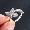 Brass Micro Pave Clear Cubic Zirconia Cuff Open Rings WG28CF9-02-1