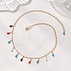304 Stainless Steel Enamel Colorful Teardrop Tassel Bib Necklaces for Women NJEW-JN05769-1