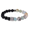 Natural Amazonite & Obsidian Beaded Stretch Bracelets for Men LN1122-11-1