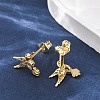 Bird Brass Micro Pave Clear Cubic Zirconia Stud Earrings EJEW-Z159-02G-3