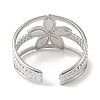 Flower 304 Stainless Steel Enamel Open Cuff Rings for Women RJEW-F166-21P-01-3