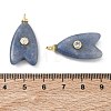 Brass & Natural Blue Aventurine(Dyed & Heated) & Cubic Zirconia Pendants GG-CBAD360-20G-05-3