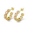 Rack Plating Brass Cubic Zirconia Stud Earrings for Women EJEW-M213-35G-B-1