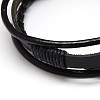 Trendy Unisex Casual Style Multi-Strand Wax and Leather Cord Bracelets BJEW-L295-03-2