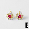 Brass & Cubic Zirconia Stud Earrings WGAF93C-05-2