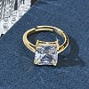 Brass & Clear Cubic Zirconia Finger Rings CU-CBA7E55-13G-2