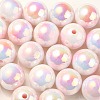 UV Plating Rainbow Iridescent Acrylic Beads OACR-F004-09B-1